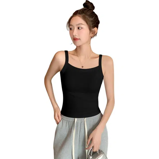 善己 纯色小吊带内搭休闲百搭遮肚子修身显瘦美背遮副乳背心 女款