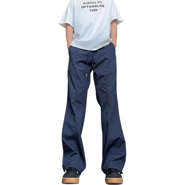 单爵 微喇速干裤子薄款美式机能直筒斜切夏季休闲裤 男女同款