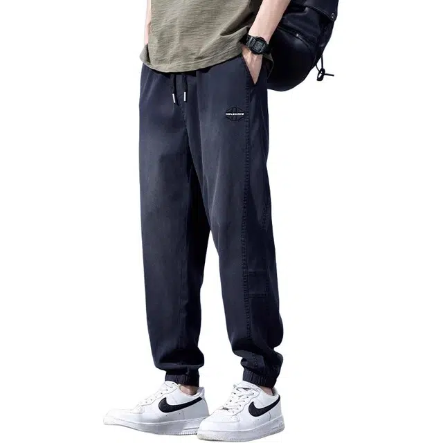 隐狼世家 薄款九分束脚裤潮牌复古冰丝牛仔裤休闲裤 男款