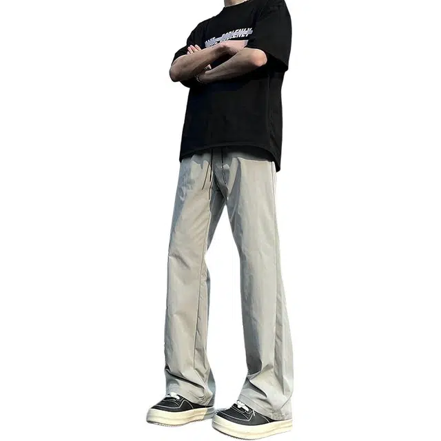 佐菲利 夏季高街纯色冰感直筒立体剪裁情侣款美式休闲裤 男女同款