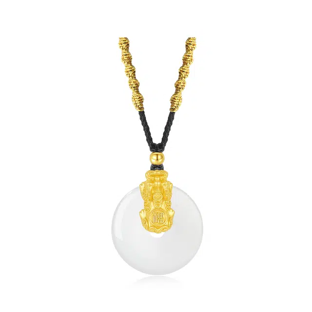 【普陀山官方已过香】 普陀山文创 貔貅祥瑞守护  转运纳福平安扣 玉髓 项链 男女同款情侣款