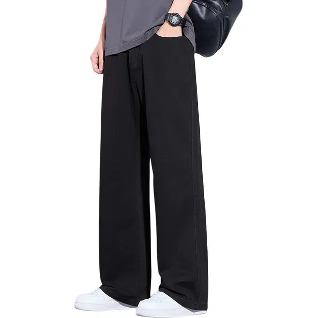 协协乐 男士纯棉纯色百搭宽松直筒运动长裤潮流弹力春秋季简约美式潮牌高街休闲裤 男款