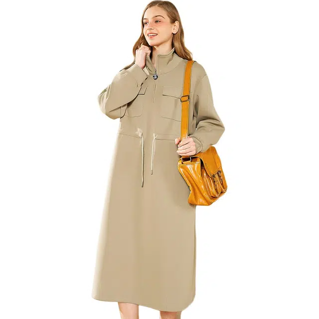 木果果木 时尚工装风美式立领长袖连衣裙 女款