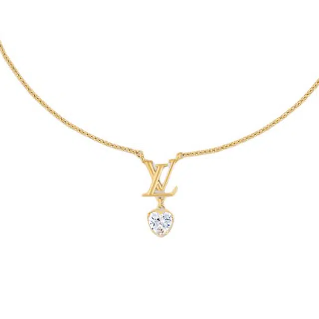 Louis Vuitton Metal Logo Necklace Gold