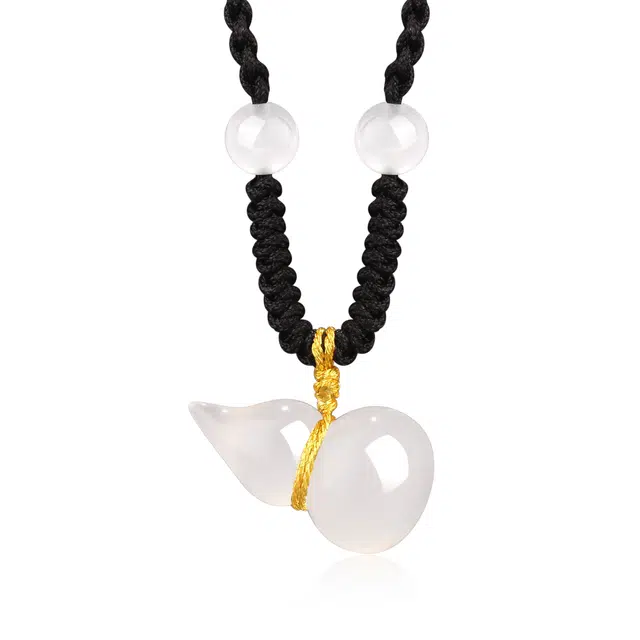 【玉质细腻】 帝苏行 金丝玉葫芦 新中式国潮 吉祥如意平安顺遂 简约小众设计 玉髓 项链 女款