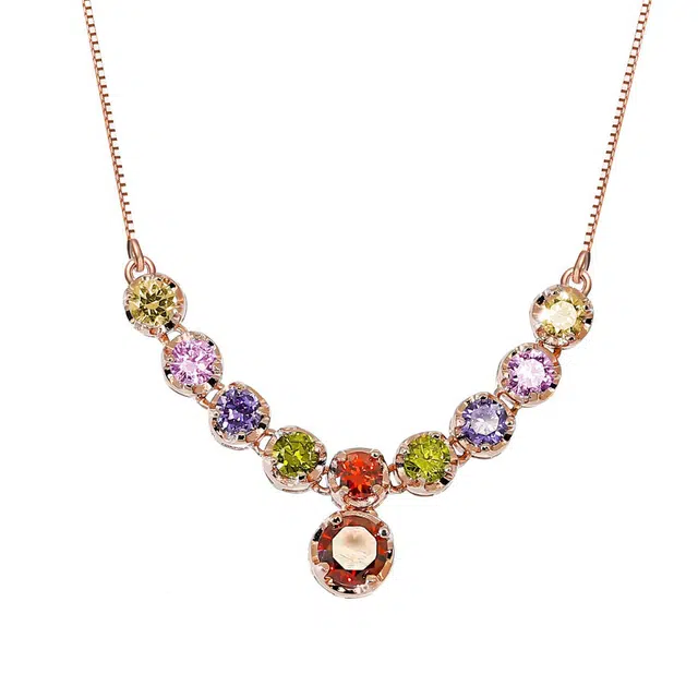 骊碧 彩色轻奢七彩锁骨链高档浪漫有意义 表白仪式感 合金/合成立方氧化锆 项链 女款