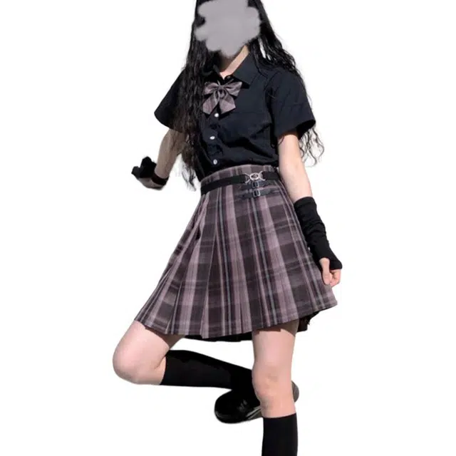 柏黛妃 舒适百搭短袖时尚潮流短裙裙装套装 女款