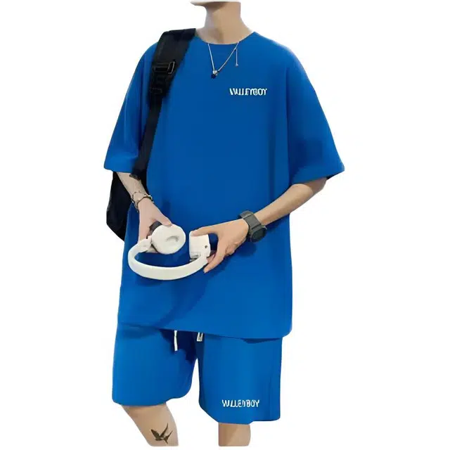 木木兔 美式五分袖上衣短袖穿搭一套潮流帅气短裤夏季五分裤休闲运动套装 男女同款