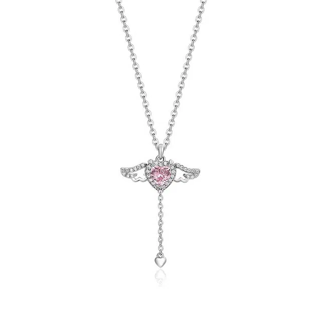 万娜 丘比特之心 爱意之箭 天使之翼 经典 甜蜜誓爱 恋爱频率 流苏可拉动 合金 项链 女款