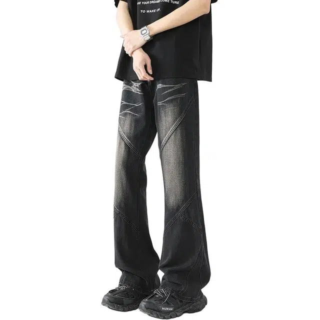 宝米卡 高街直筒百搭牛仔裤 男女同款