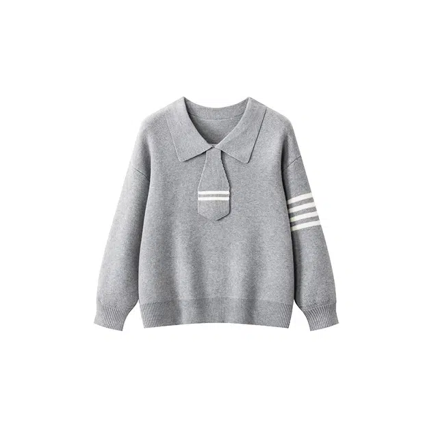 红蜻蜓 学院风翻领针织套头毛衣 女款