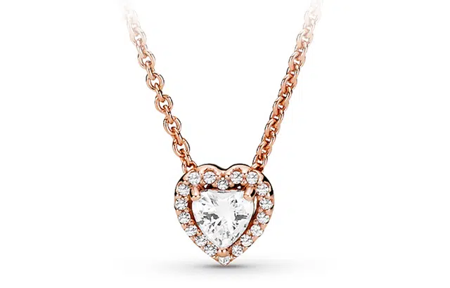 Pandora Shimmering Heart Necklace Rose Gold