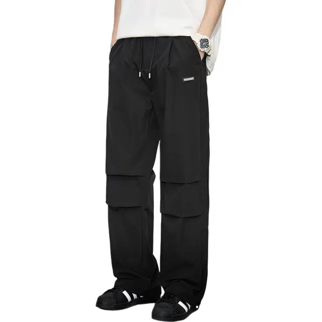 隐狼世家 工装直筒纯色中腰长裤休闲裤 男女同款