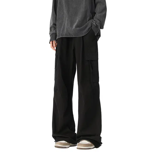 帝狼牛 复古潮流百搭直筒户潮流设计户外运动宽松百搭运动工装裤 男女同款