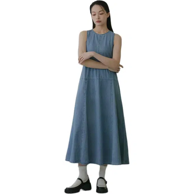 笔杏 背心裙高腰无袖连衣裙 女款