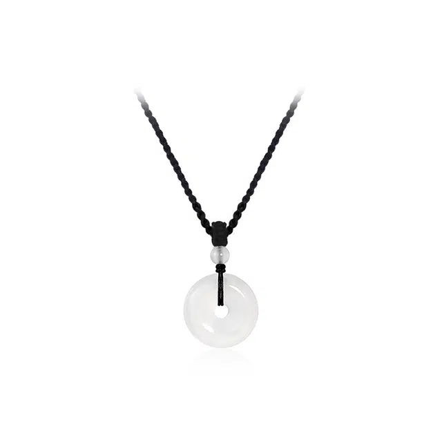 中国珠宝 相守平安扣 新中式清冷感国风复古转运编绳锁骨链 玉髓 项链 男女同款情侣款