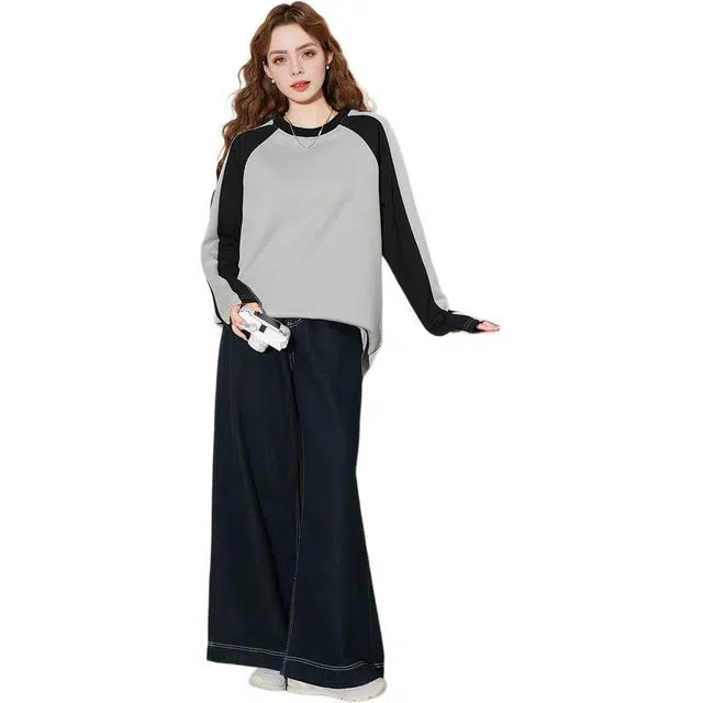 法文箱子 拼色圆领舒适卫衣 女款