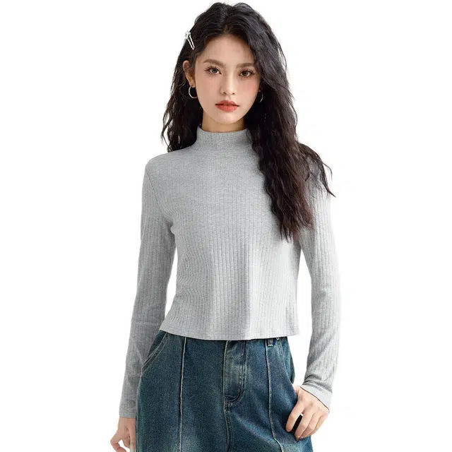 法文箱子 通勤休闲半高领长袖针织衫 女款
