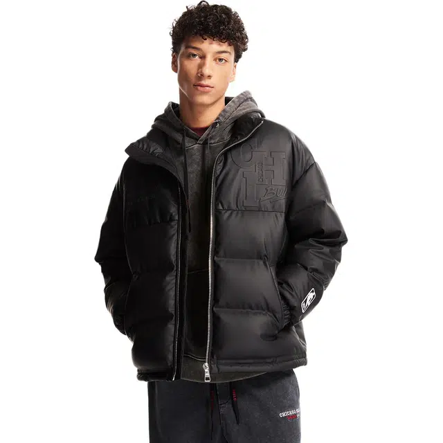 Jack Jones x NBA Chicago Bulls Black Puffer Jacket