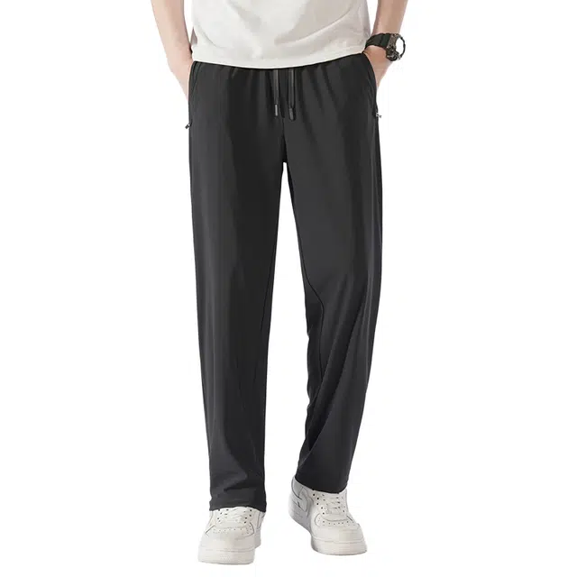 老爷车 冰丝轻薄空调裤水晶格纹宽松高弹松紧腰潮流休闲裤 男款