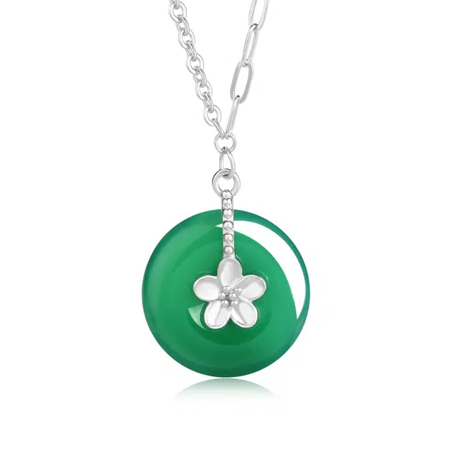 【温润如玉】 帝苏行 白朵平安扣吊坠 新中式国潮 吉祥如意平安顺遂 好运 简约小众设计 玉髓 项链 女款