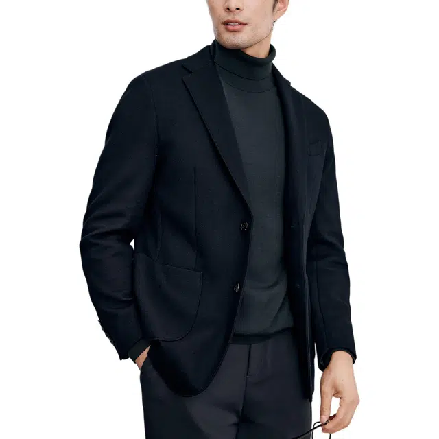 丹宁哲学 舒适弹力斜纹长袖平驳领标准便服单西西装 男款