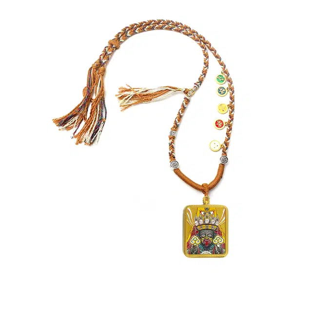 玉临门 【手绘菩提叶】日富一日 指定发财 藏式风格 扎基拉姆手绘唐卡 新中式复古手工编绳#好运 合金 项链 男女同款情侣款