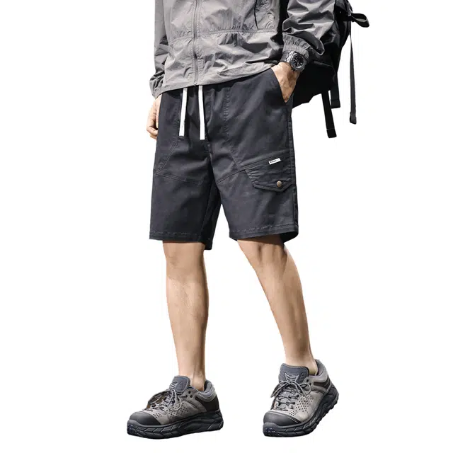 路杰邦 美式户外休闲五分裤夏季薄款舒适透气百搭外穿宽松潮牌马裤大码工装短裤 男款