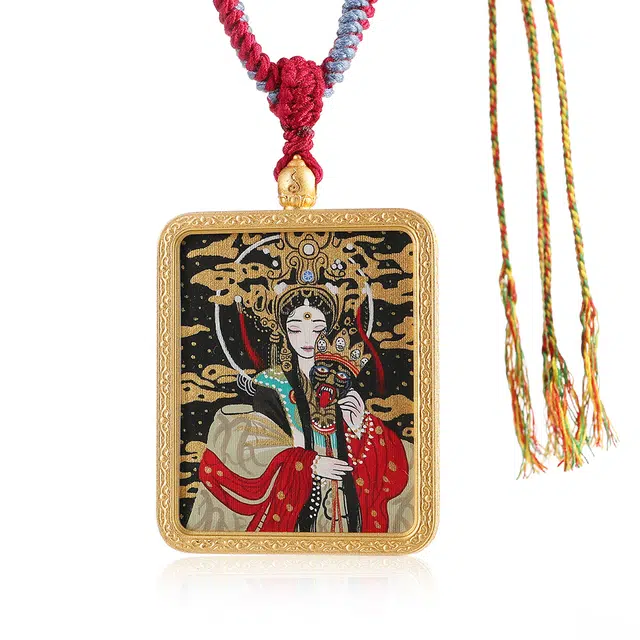 喃呢 精工手绘藏式热贡唐卡映月扎基娘娘招财转运 新中式国风国潮旺福平安吉祥好运 铜合金 项链 男女同款情侣款