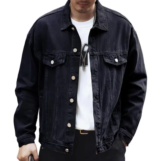 格蓝鹿 高街休闲百搭纯色工作服潮流复古牛仔夹克外套 男女同款