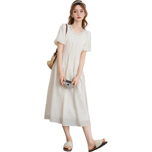 法文箱子 时尚舒适简约百搭短袖连衣裙 女款