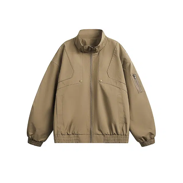 欧路得 美式解构飞行秋季潮牌设计感宽松痞帅立领机车夹克外套 男款