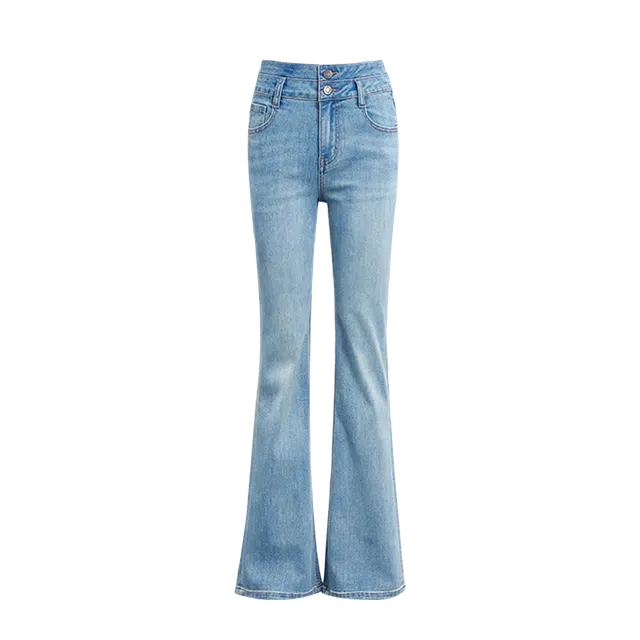 拾籍 御姐千禧辣妹高腰喇叭裤纯欲百搭轻熟拖地牛仔裤 女款