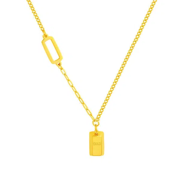 希遇 暴富小金条 小金砖 巧克力方块轻奢高级感锁骨链 钛钢 项链 女款