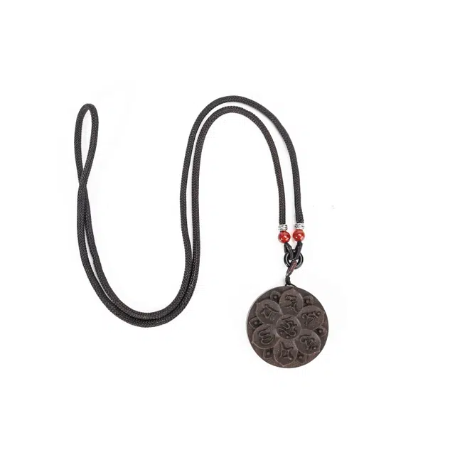 天纵 中国风古法 六字真言纳福平安挂饰吊坠 简约时尚  水逆退散 旺学业 事业 本命年 爱情 财运 合香珠 木作项链 男女同款情侣款