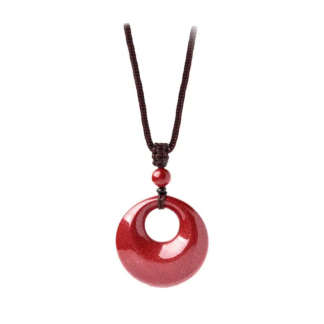 灵菲 平安公主扣 高含量紫金朱砂吊坠 新中式 在逃公主 小众编织 黑绳 玉石项链 女款 朱砂 礼物送女生 女朋友 闺蜜 妈妈 生日送礼