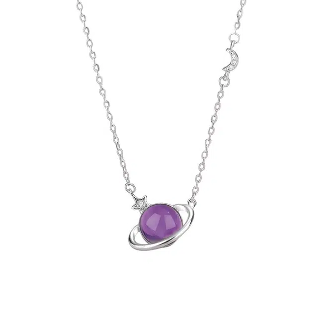 梵星饰季 浪漫星球 梦幻时尚精致轻奢小众设计高级感 日常约会百搭#好运 紫水晶 项链 女款