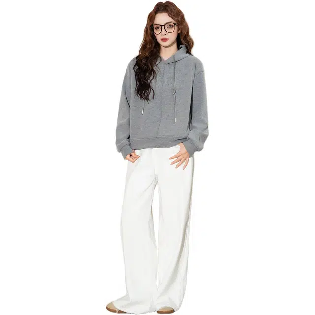 法文箱子 刺绣复古休闲长袖卫衣 女款 深花灰