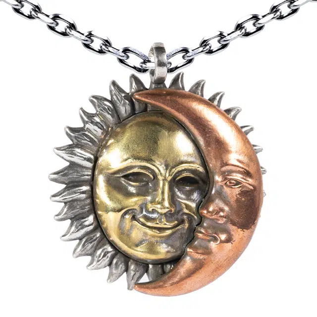 【免费刻字】 白木黑冰 日月星辰  潮流高级感原创小众设计复古 银合金 铜 项链 男 礼盒