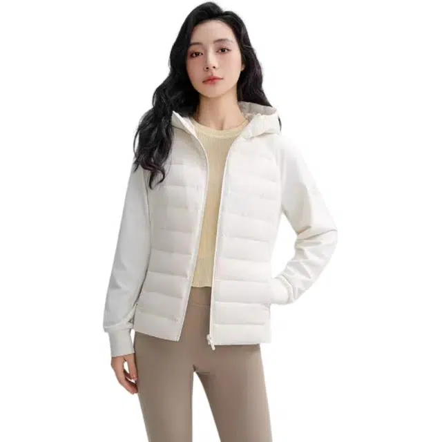 鸭鸭 短款轻薄连帽宽松休闲羽绒服 女款
