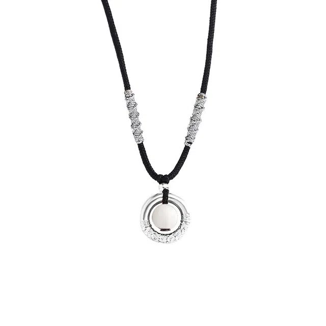 好银坊 <祥云平安扣> 相思豆转运珠 国风古典式 百搭气质小众设计#好运 铜 项链 男女同款情侣款