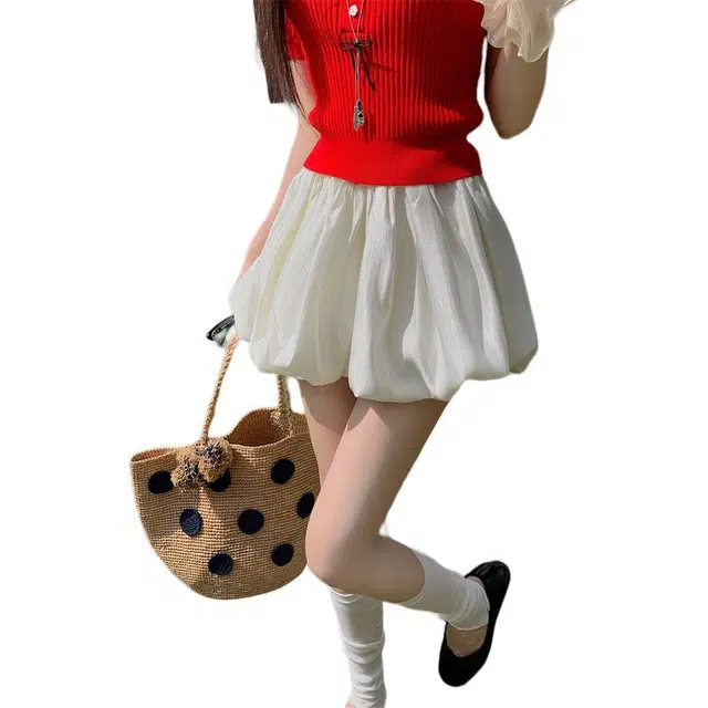 水中花 甜美百搭云朵蓬蓬休闲短裙 女款