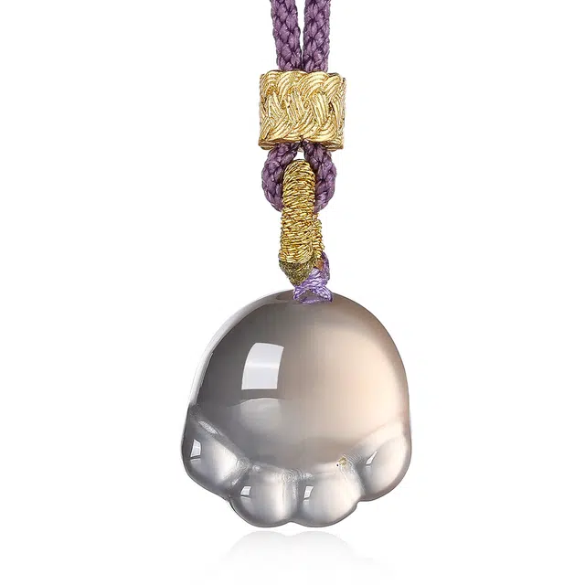 东方翡翠 挂件猫爪吊坠可爱 玉髓 项链 男女同款情侣款