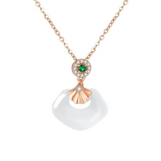 【幸福如意】 匠锁心玉 吉祥美满平安锁 新中式国风招财纳福 小众设计轻奢高级感 时尚天然 玉髓 玉石项链 女款