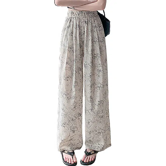 兰缪 新冰丝水墨印花雪纺阔腿裤休闲裤 女款