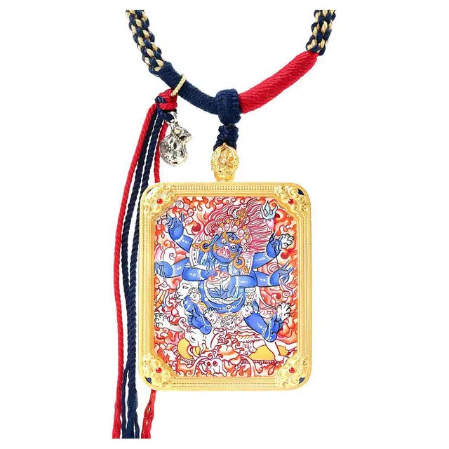 喃呢 藏式热贡唐卡赤焰大黑天玛哈嘎拉蛇年招财转运 新中式国风国潮旺福平安吉祥好运 铜 项链 男女同款情侣款