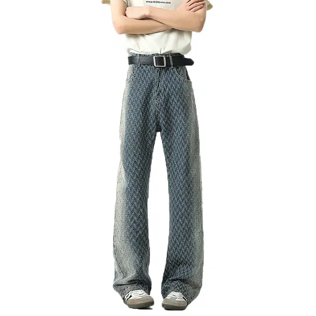 佐菲利 复古小众设计感美式牛仔裤 男女同款 蓝色