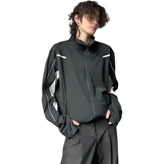 颂希尔 美式速干冰丝凉感透气拼接薄款长袖衬衫 男女同款