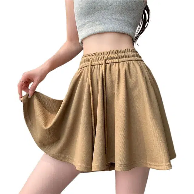 棉购 宽松夏薄款通勤高腰休闲短裙 女款