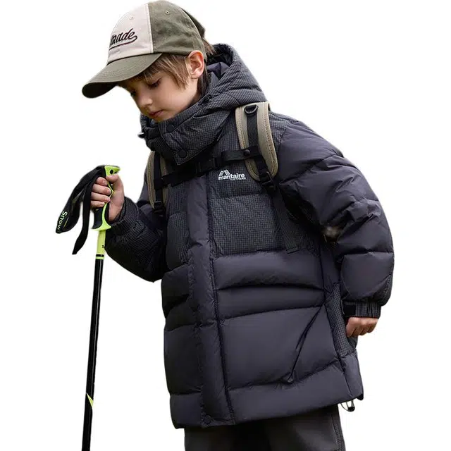 雅鹿羽绒服 连帽拉链拼色长袖 青少年